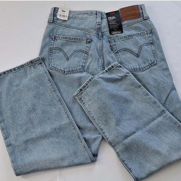 Levi's Ribcage Straight Jeans Hang Up Sz 27 - Picture 6 of 16